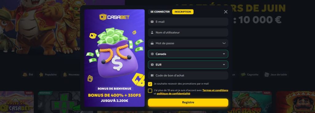 Casabet Casino inscription