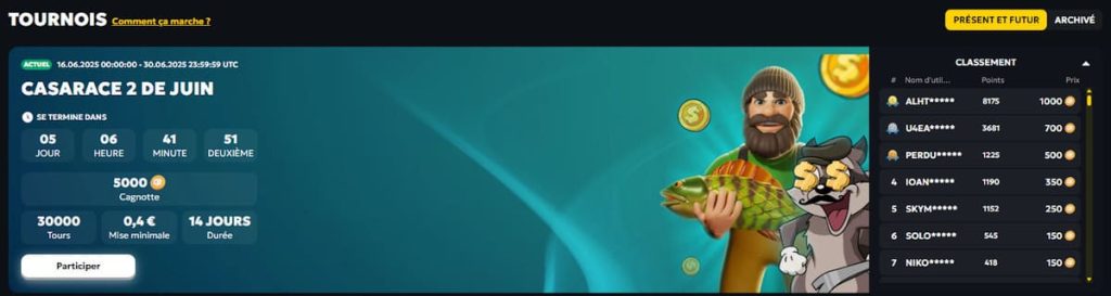 Casabet Casino participation tournois